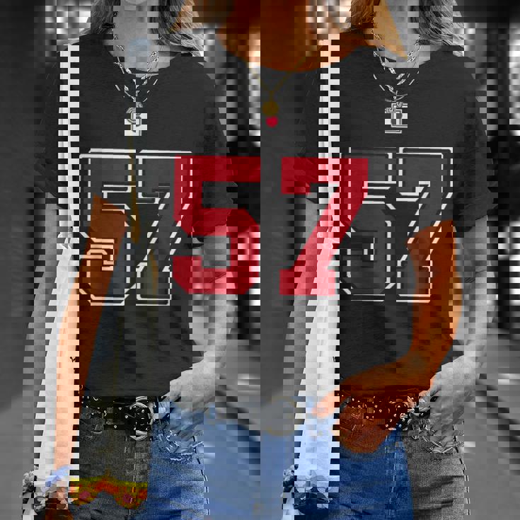 57 ナンバー カレッジスタイル ヴィンテージ 赤 白 日本国旗 Tシャツ 彼女への贈り物