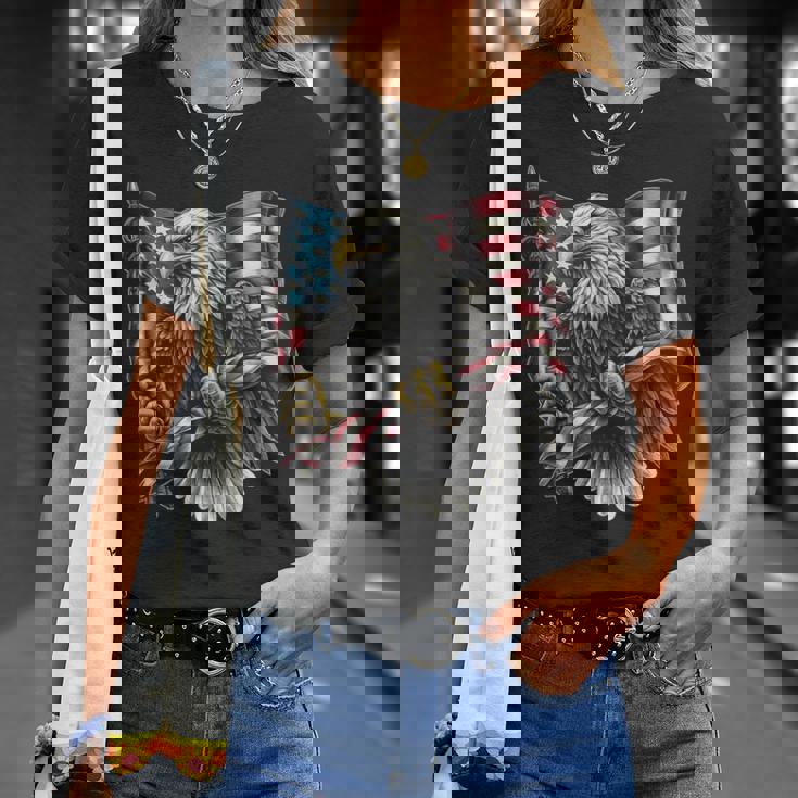 7 月 4 日アメリカ国旗白頭鷲グラフィック アート デザイン Tシャツ 彼女への贈り物