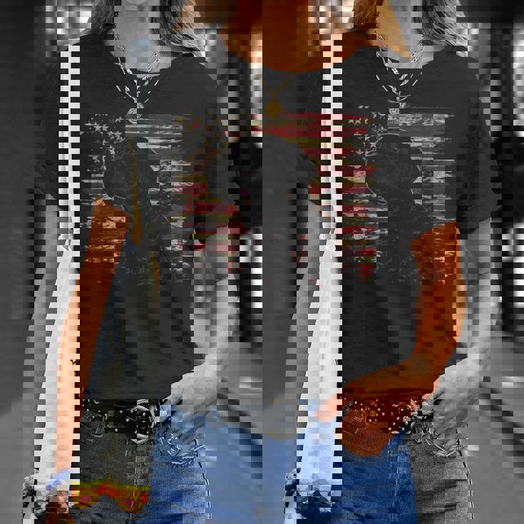 7月4日 アメリカ国旗 愛国心が強いラブラドールレトリバー犬 Tシャツ 彼女への贈り物