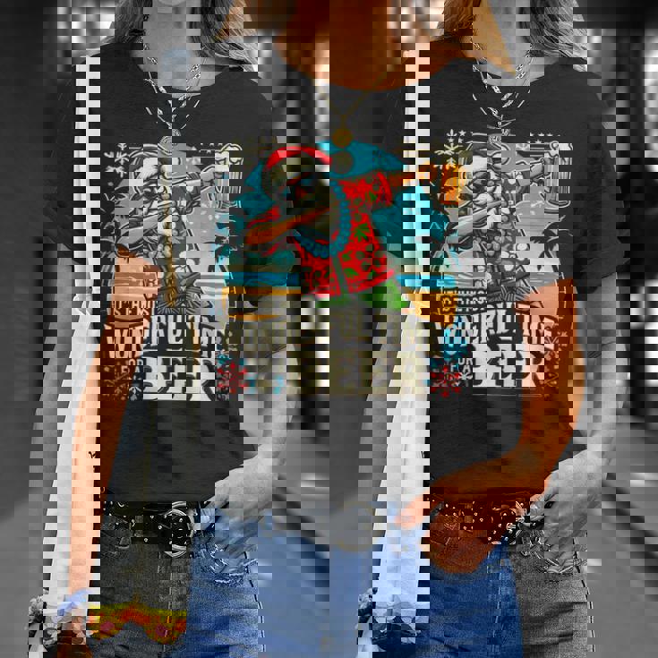 7月のクリスマス サンタハワイアンワンダフルビール Tシャツ 彼女への贈り物