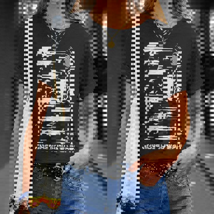 80年代映画 武器 サイエンスフィクションとホラーを選択 Tシャツ 彼女への贈り物