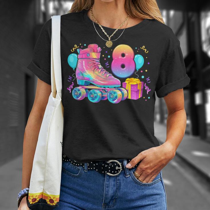 8º Cumpleaños Niña 8 Años Patines Número 8 Camiseta unisex Regalos para ella