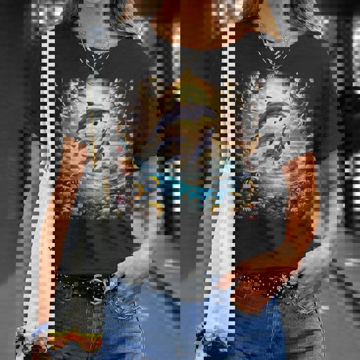 90年代イルカ、アロハ ハワイアン イルカ、カラフルなビーチ Tシャツ 彼女への贈り物