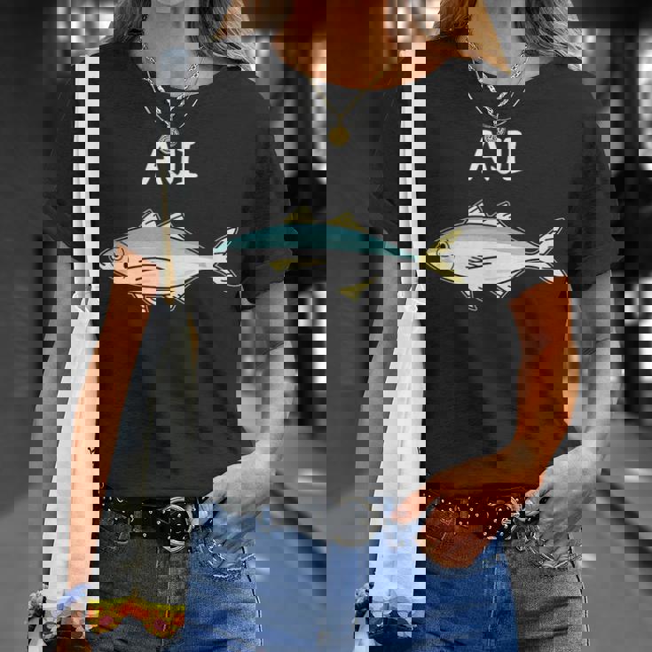 Aji 鯵 アジ 願掛け 釣り好き 魚好き 海釣り 趣味 おもしろ 寿司ネタ 趣味釣り 船釣り 釣り Tシャツ 彼女への贈り物