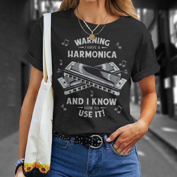 Armónica Advertencia I Have A Armónica Camiseta unisex Regalos para ella