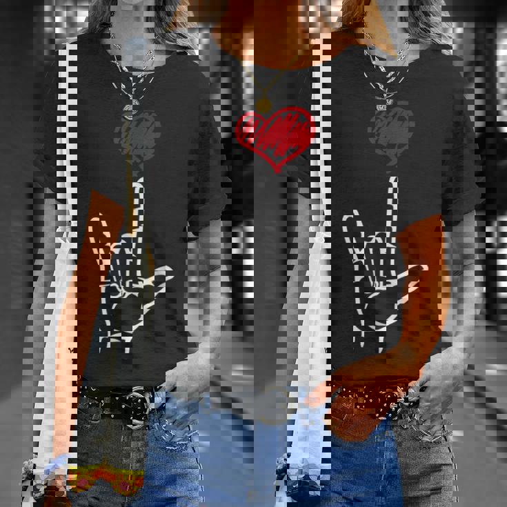 Asl I Love You Hand Heart アメリカ手話 Tシャツ 彼女への贈り物