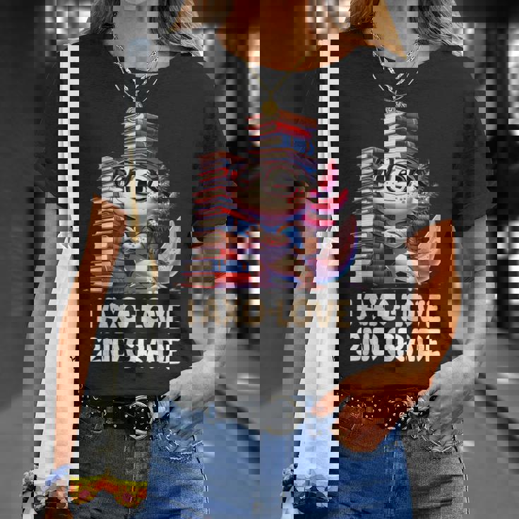 I Axo Love 2Nd Grade Axolotl 新学期読書 Tシャツ 彼女への贈り物