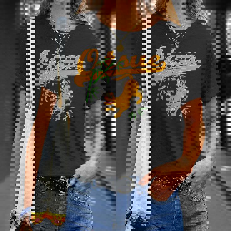 Bamboo And Tiger Of Otsu-E 大津絵 竹に虎バンブー タイガー Tシャツ 彼女への贈り物