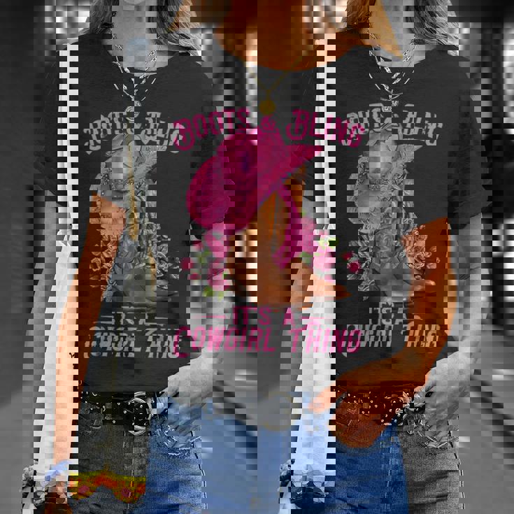 Boots And Bling It's A Cowgirl Thing Western Rodeo Cowgirl T-Shirt Gifts for Her