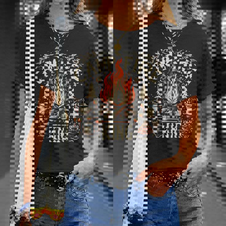 Campfire King おもしろキャンプギフト 焚き火 Tシャツ 彼女への贈り物