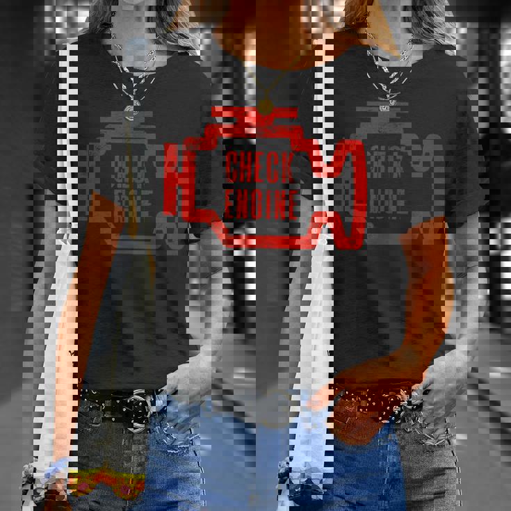 Check Engine Light アンティーク調デザイン Tシャツ 彼女への贈り物