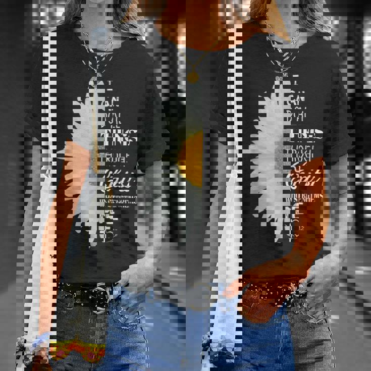 Christian Inspirational Christ Whotrengthens Me Tシャツ 彼女への贈り物