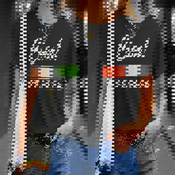 Ciao Italia トリコロールグリーン 白と赤 イタリア国旗 イタリア Tシャツ 彼女への贈り物