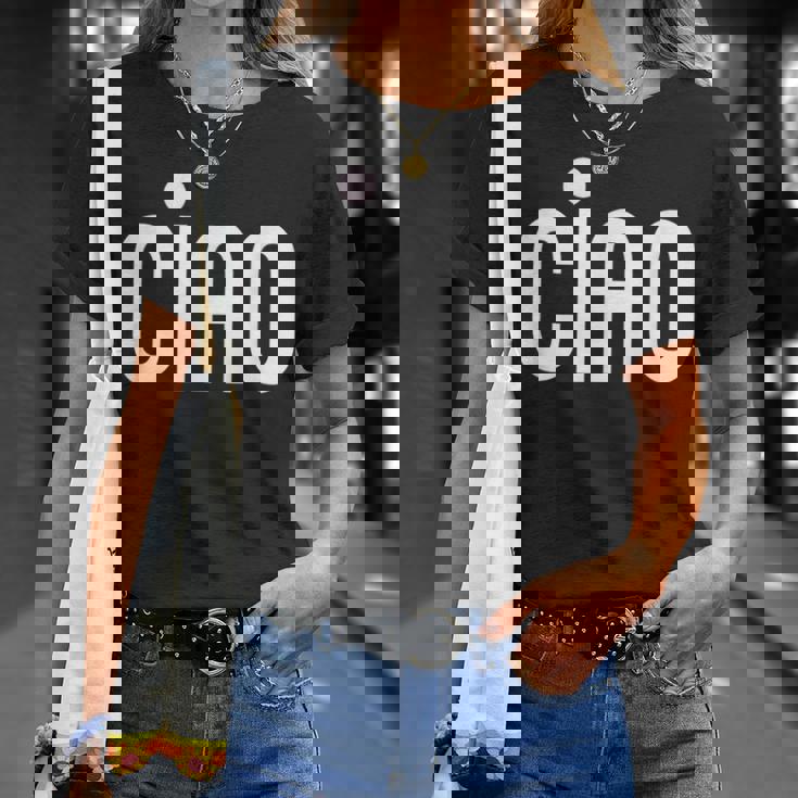 Ciao イタリア語の格言 白とピンクのミニマリスト Tシャツ 彼女への贈り物