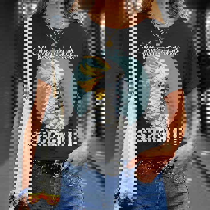 Cockatoo Meme T、面白い叫び声を上げているキバタン Tシャツ 彼女への贈り物