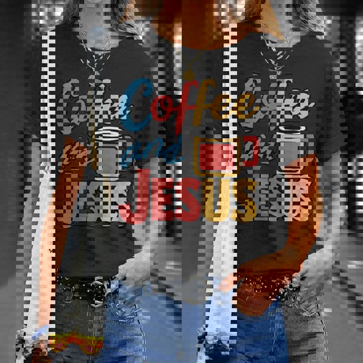 Coffee And Jesus Awesome Christian Caffeine Lover Church Tシャツ 彼女への贈り物