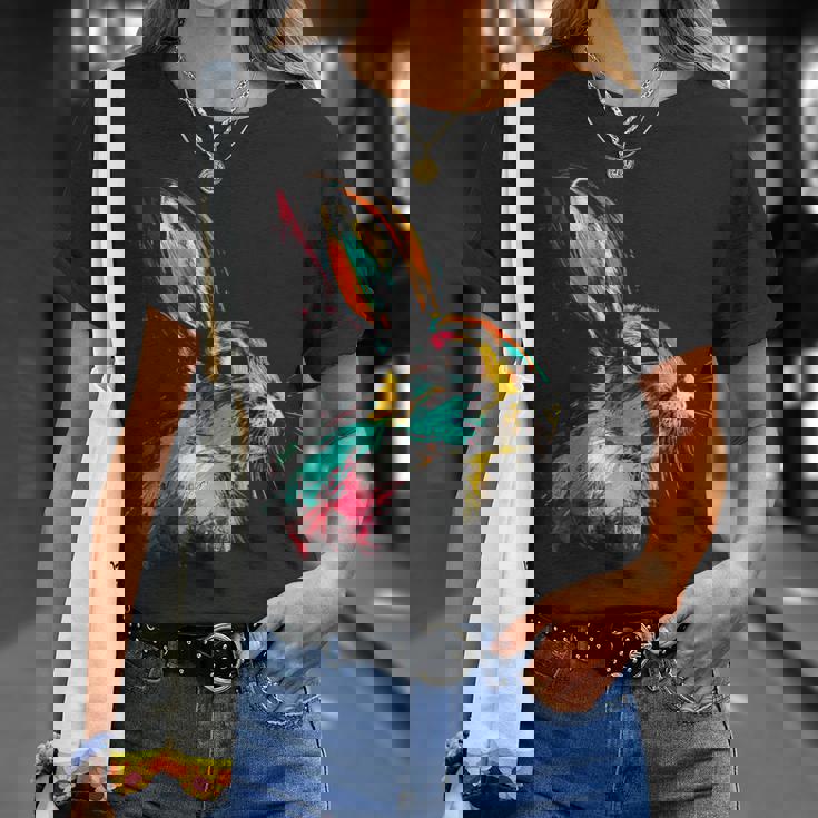 Conejo Colorido Animal Motivo Arte Conejo Camiseta unisex Regalos para ella