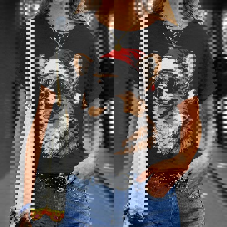 Corgi サンタハット 面白い かわいい 犬 ママ お父さん クリスマス 長袖tシャツ Tシャツ 彼女への贈り物