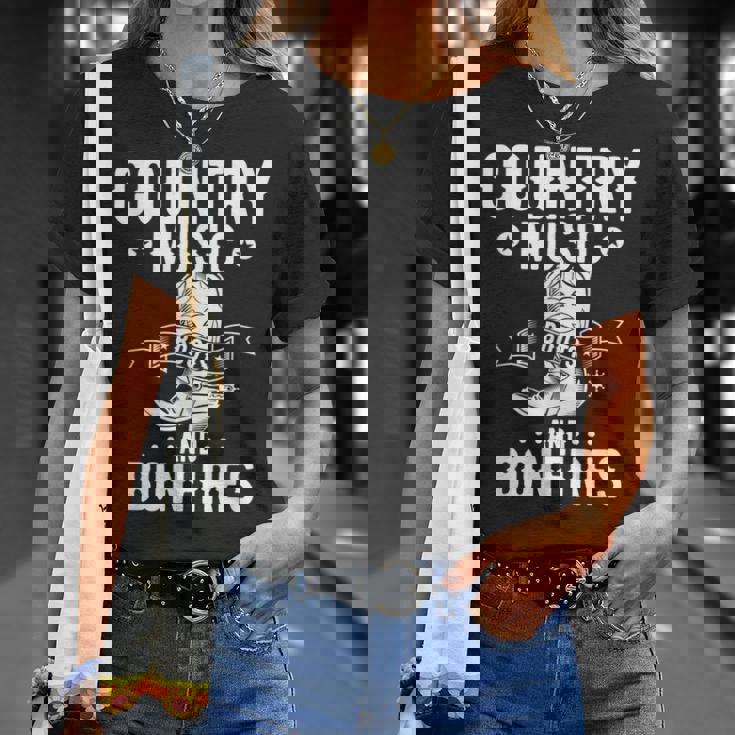 Country Music And Bonfire ウエスタンカントリーラインダンスブーツ Tシャツ 彼女への贈り物