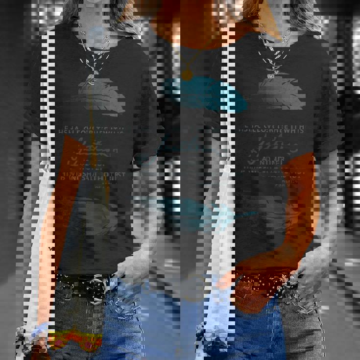 Cover With His Feathers Psalm 91 Kjv 聖書の言葉 Tシャツ 彼女への贈り物