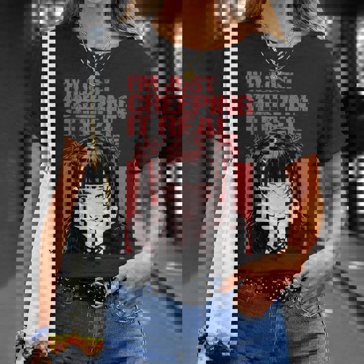 Creeping It Real ゴシック アニメ ソフト グランジ エモ オタク Tシャツ 彼女への贈り物