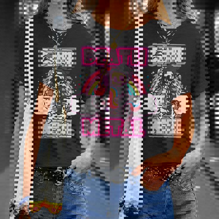 Death Metal Grim Reaper ピンクユニコーン ファニーヘビーメタル Tシャツ 彼女への贈り物