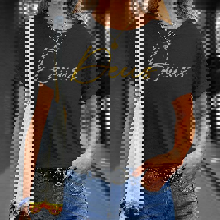 Deus ラテンデザインレタリング Tシャツ 彼女への贈り物