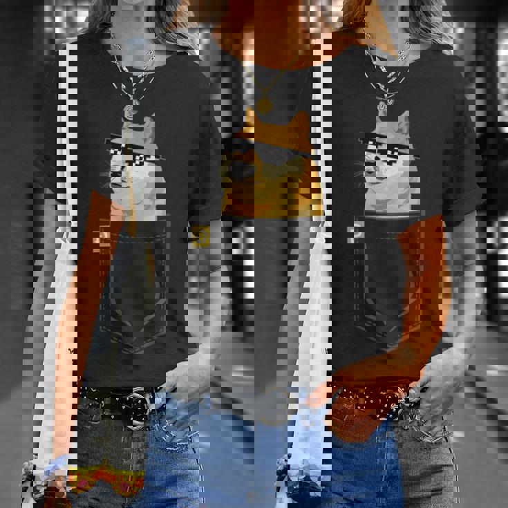 Doge コインロゴシャツ フェイクポケットシャツ Dogecoin To The Moon Tシャツ 彼女への贈り物