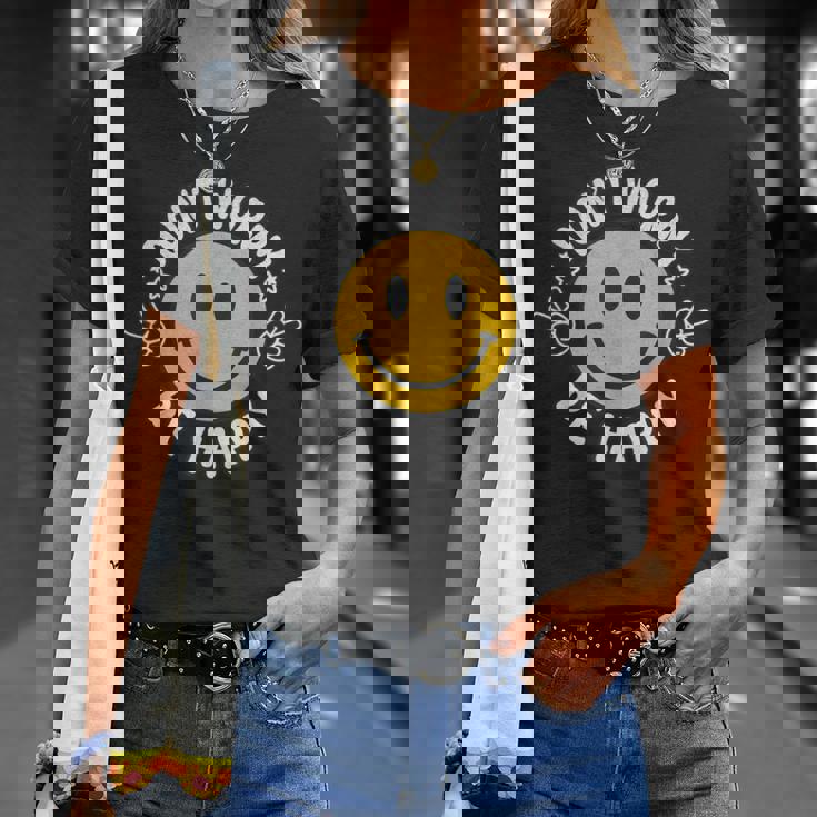 Don't Worry We Be Happymile Face レトロ グルービー 70年代 Tシャツ 彼女への贈り物
