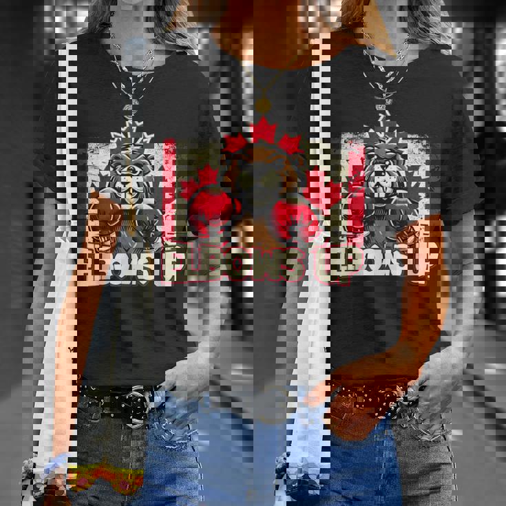 Elbows Up Canada カナダのカウンター関税 ビーバーボクシング Tシャツ 彼女への贈り物