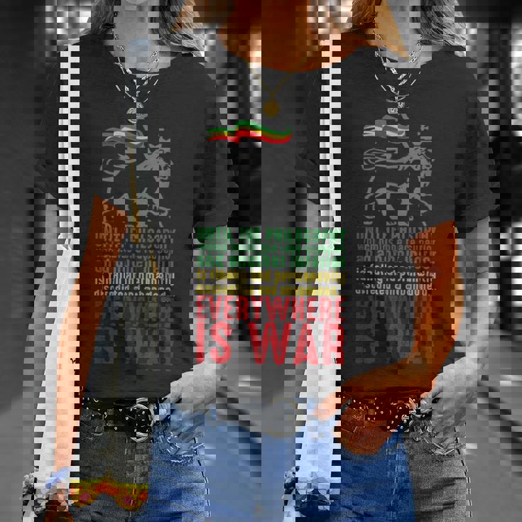 Everywhere Is War ハイレ・セラシエ演説 ユダのライオン レゲエ Tシャツ 彼女への贈り物