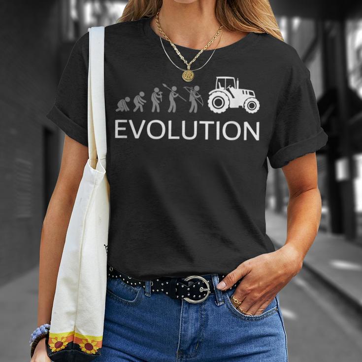 Evolución Agricultor Granja Tractor Agrícola Tractor Camiseta unisex Regalos para ella
