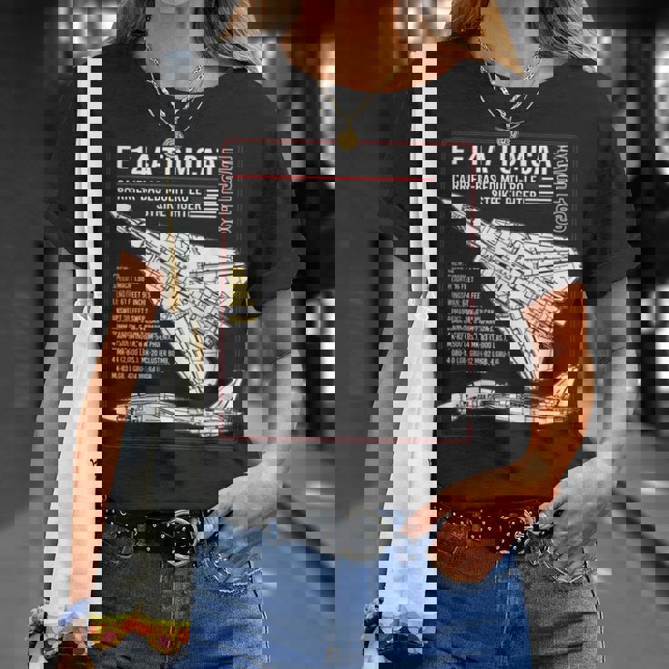 F-14 Tomcat Us American Carrier航空機 ブループリント Tシャツ 彼女への贈り物