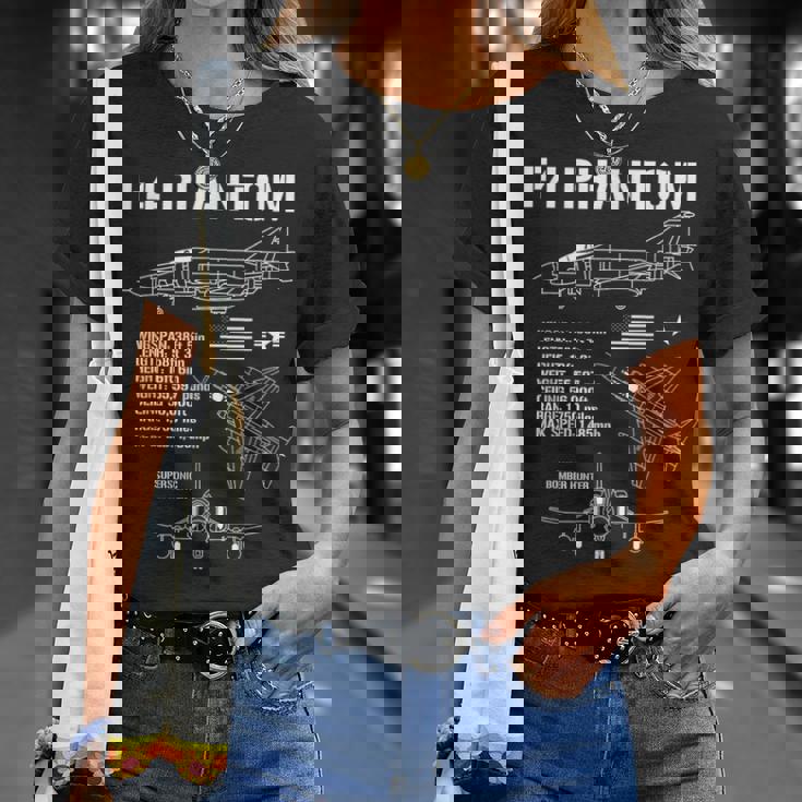 F-4 ファントム 戦闘機 ジェット仕様 軍用飛行機 F4 ファントム Tシャツ 彼女への贈り物