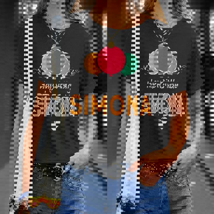 Feliz Cumpleaños Diciendoimona Cuello Camiseta unisex Regalos para ella