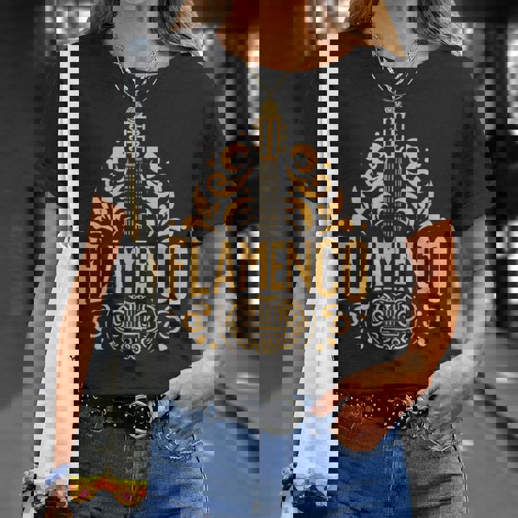 Flamenco スパニッシュギター フラメンコギターアート Tシャツ 彼女への贈り物