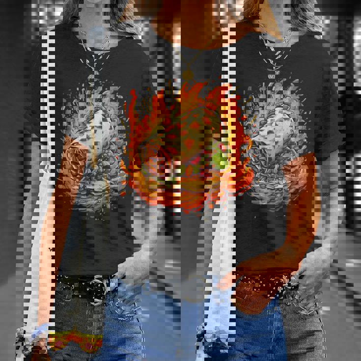 Flames Beef Burrito Costume Per Gli Amanti Del Costume Cibo Divertente Maglietta Regalos para ella