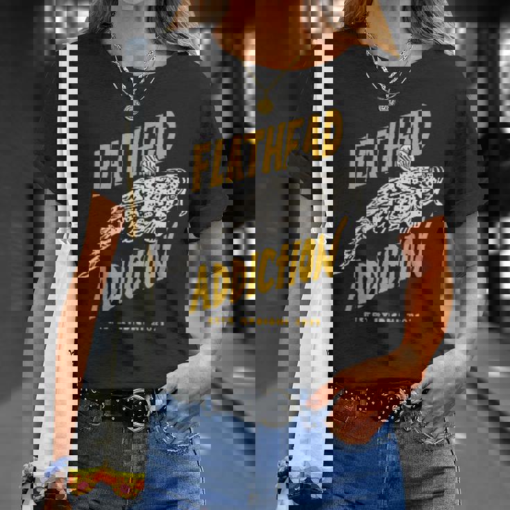 Flathead Addiction マゴチ 釣り Tシャツ 彼女への贈り物