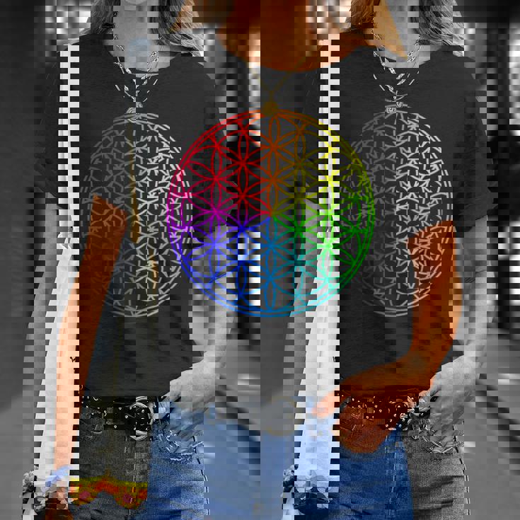 Flower Of Lifeacred Geometry Yogaフラワーオブライフ神聖幾何学瞑想ヨガ Tシャツ 彼女への贈り物