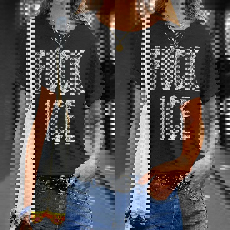 Fuck Ice プロテスト&レジストサポート移民 Tシャツ 彼女への贈り物