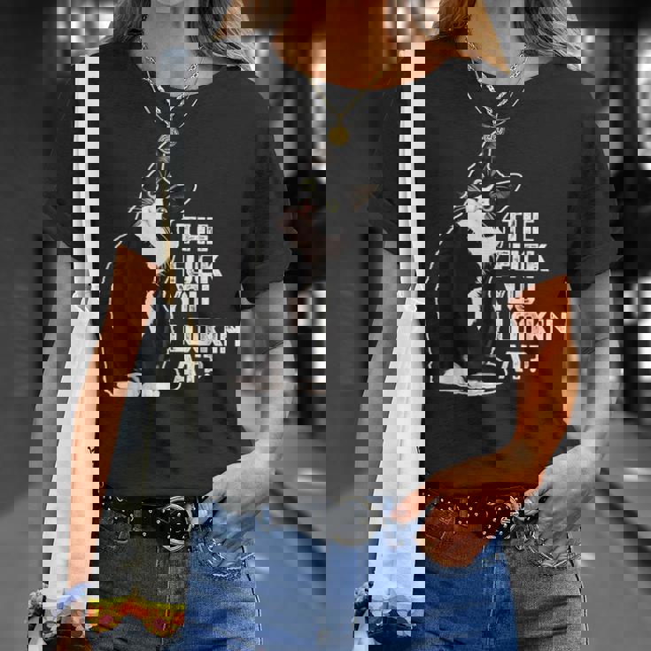 The Fuck You Lookin At 猫好きのための面白い下品なノベルティ Tシャツ 彼女への贈り物