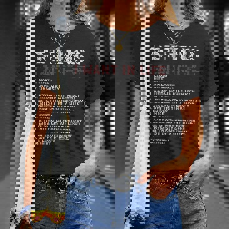 10 Things I Want In My Life ウイスキー Loves Whiskey Tシャツ 彼女への贈り物