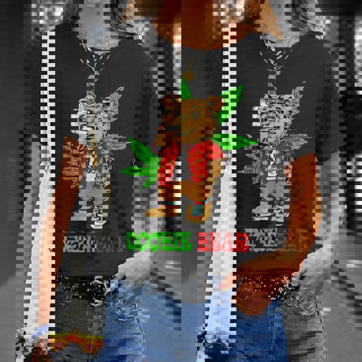 Doobie Bear 大麻の葉 雑草愛好家 マリファナギフト Tシャツ 彼女への贈り物