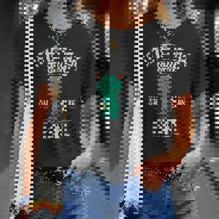 If They Talk Behind Your Back Fart かわいい動物モンスター Tシャツ 彼女への贈り物