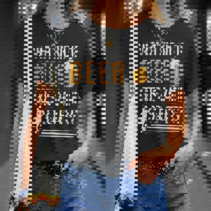 Workout Gym Meme For Beer Loversquats Joke Tシャツ 彼女への贈り物