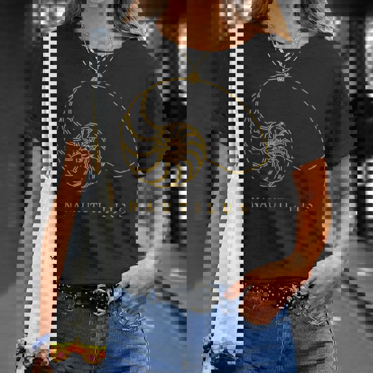 Golden Nautilus シェルtシャツ 海洋自然愛好家向け Tシャツ 彼女への贈り物