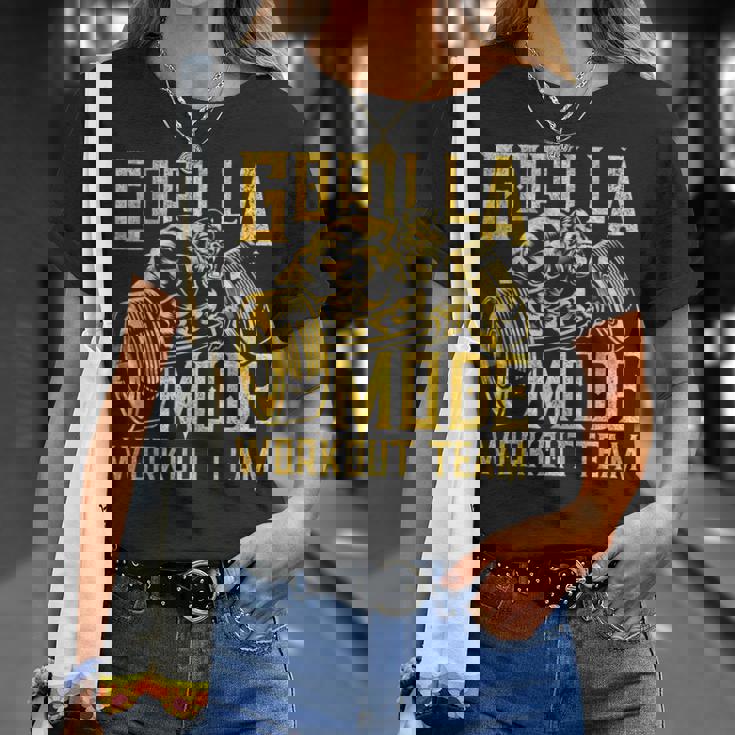 Gorilla Mode ワークアウト チーム ダンベル ビースト ジム フィットネス ゴールド Tシャツ 彼女への贈り物