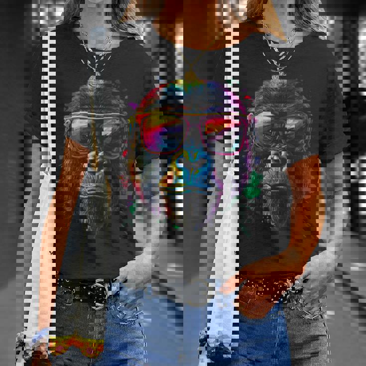 Gorilla Monkey グラフィック アニマルアート サングラス ゴリラ Tシャツ 彼女への贈り物