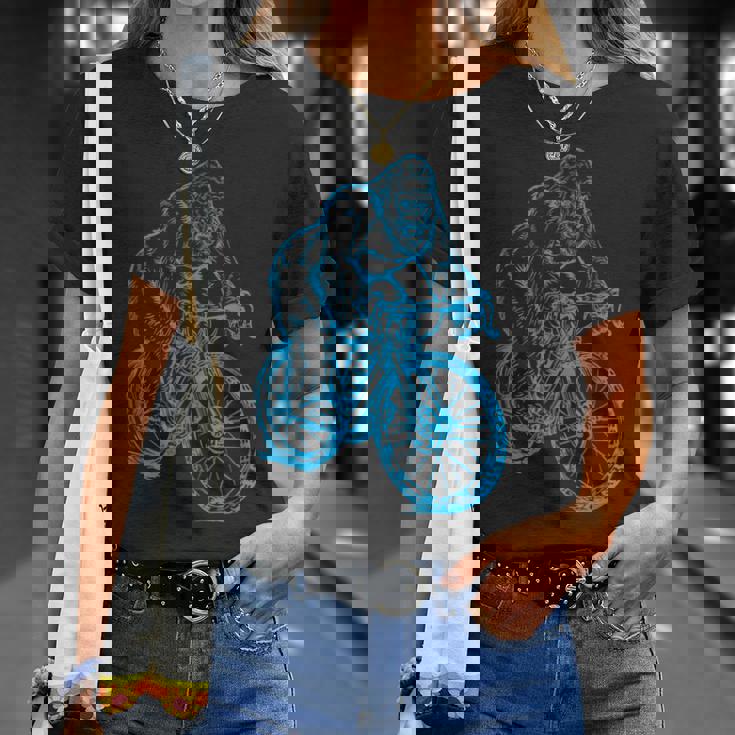 Gorilla サイクリング 自転車 クール モンキー おもしろい 動物 バイク Tシャツ 彼女への贈り物