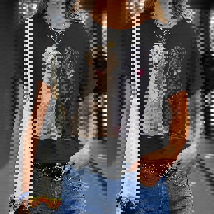 Happy Two Labradors ゴールデンブラック ラボレトリバー Mom Dad Tシャツ 彼女への贈り物